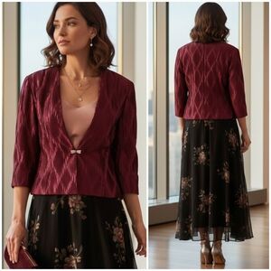 Joseph Ribkoff 8 Romantic Contemporary Mobwife Satin Plisse Evening Blazer